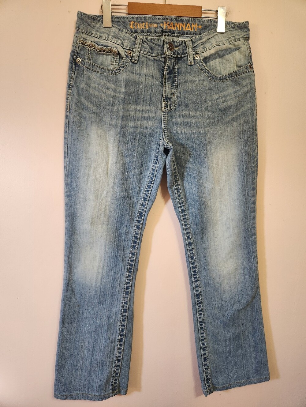 Cruel Denim Hannah Bootcut Jeans Aztec Embroidered Pockets Size 11 Boho